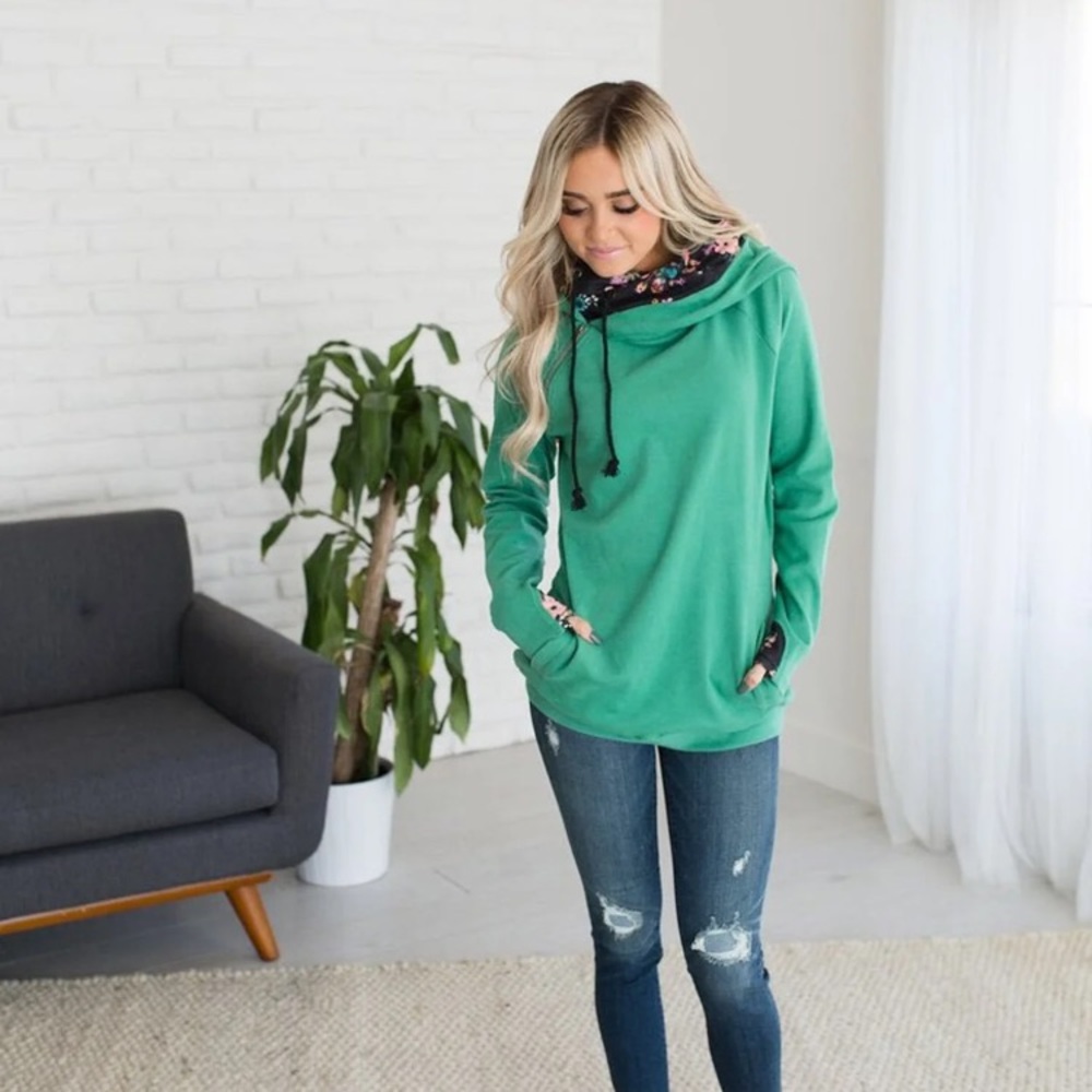 Double Hooded Sweatshirt in Floral